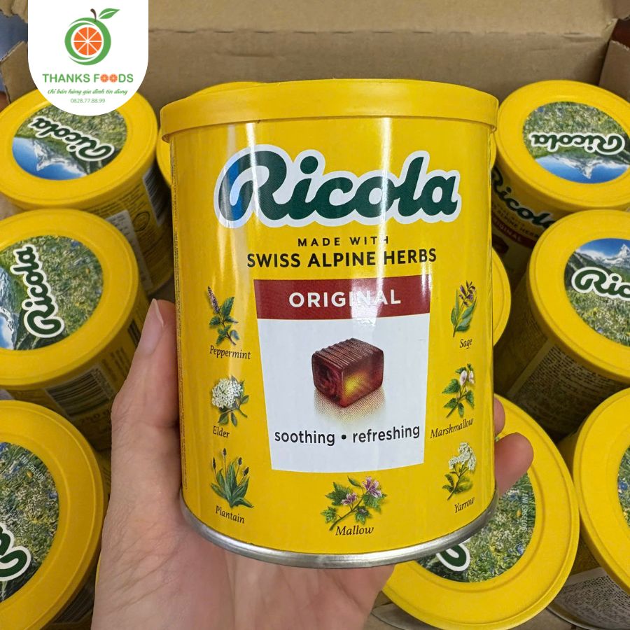 Kẹo Ngậm Ho Thảo Mộc Ricola Swiss Alpine Herbs 1 Kẹo ngậm ho Ricola Thụy Sĩ