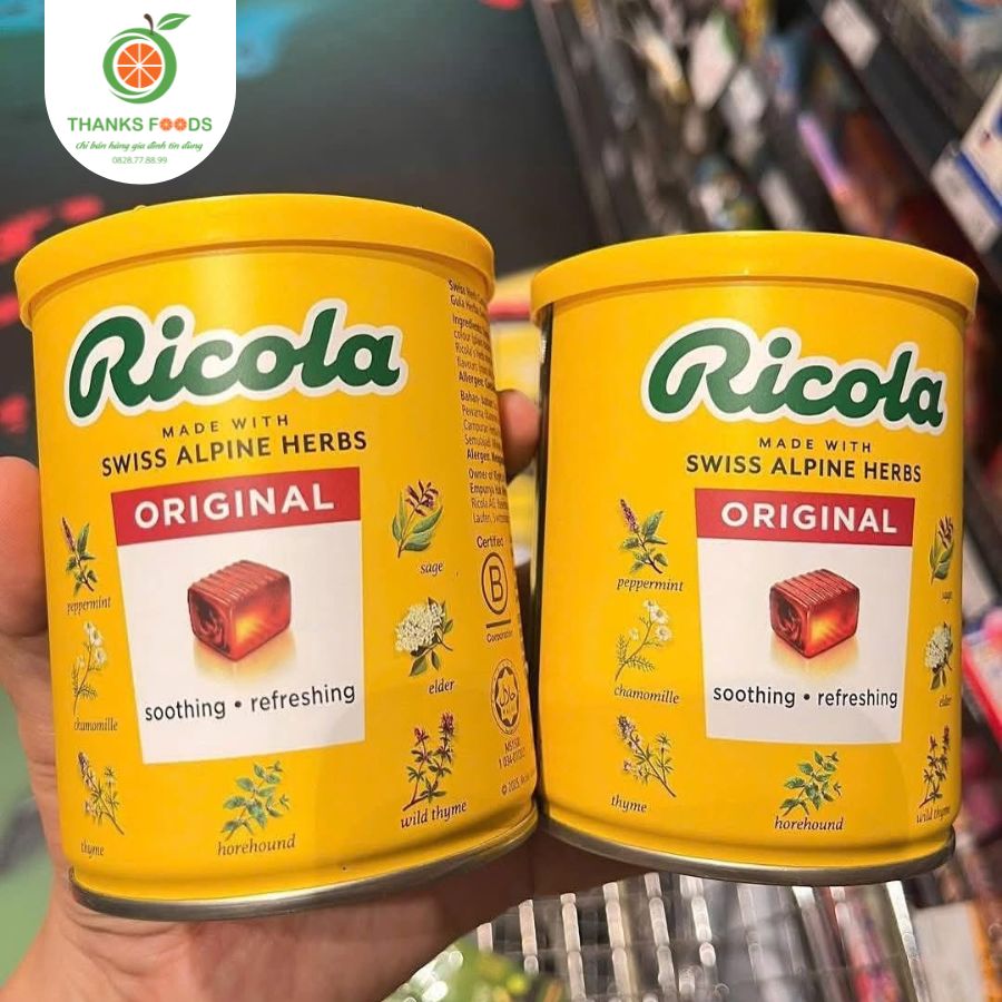 Kẹo Ngậm Ho Thảo Mộc Ricola Swiss Alpine Herbs 4 Kẹo ngậm ho Ricola Thụy Sĩ